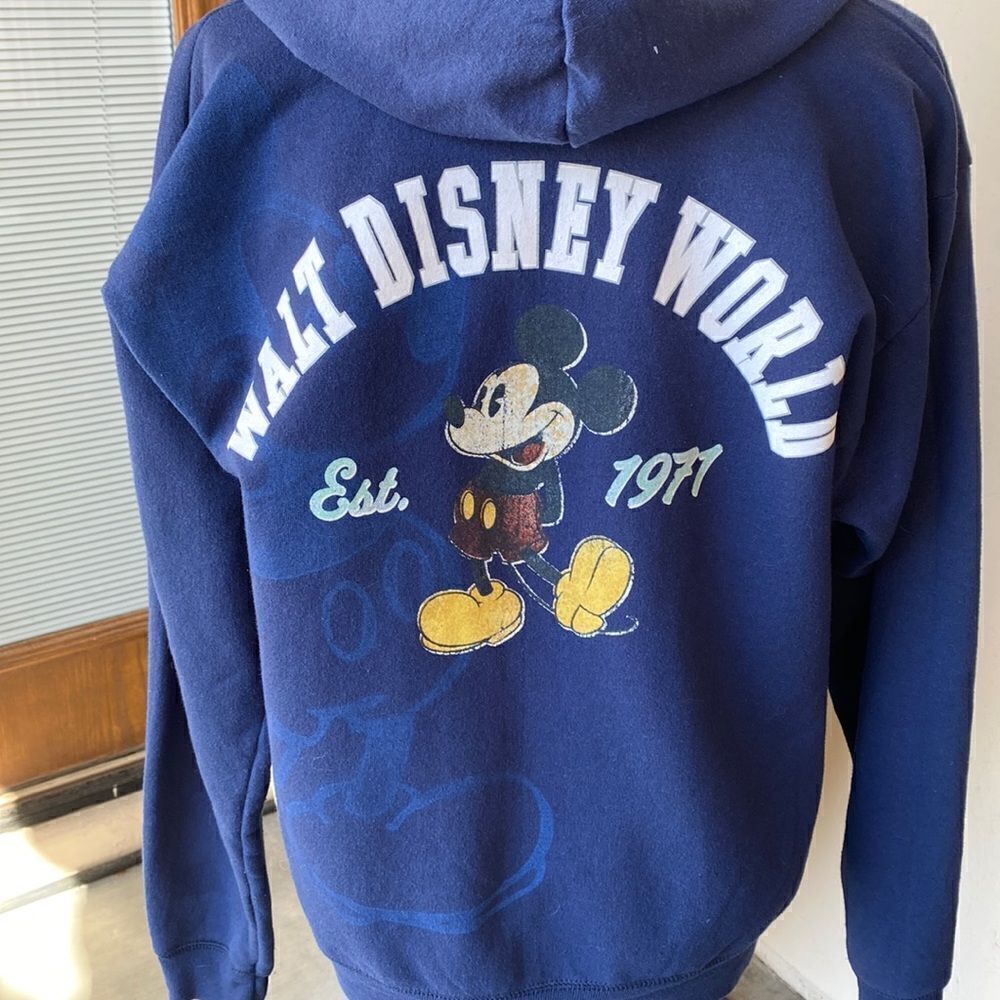 Navy blue Mickey Mouse zip front hoodie size Med by Hanes